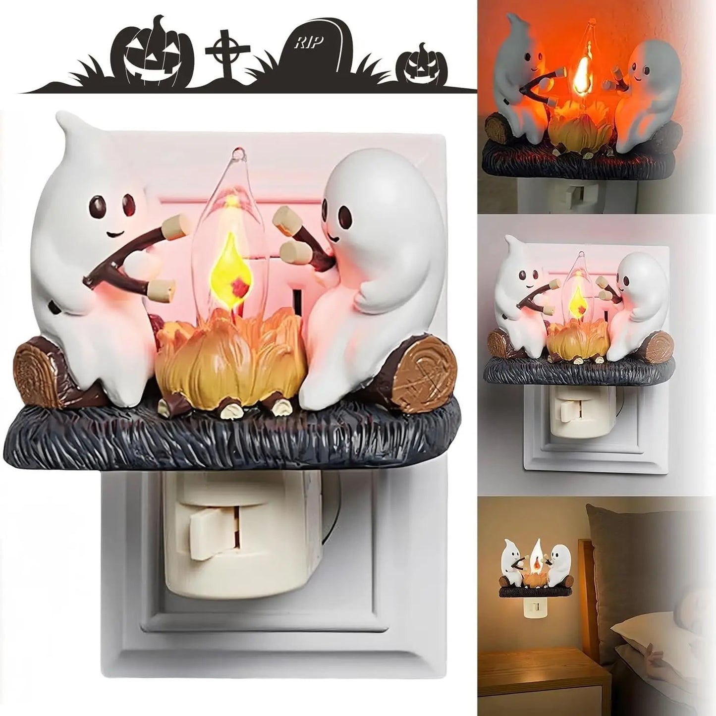 🎃👻Halloween Sale🎃👻 Ghost Campfire Night Light – Spooky Glow, Cozy Vibes
