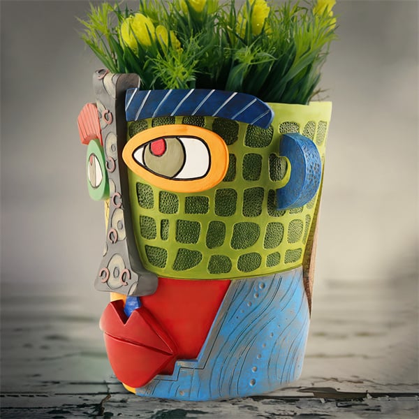 🔥😍 Handmade Brutalist Abstract Beauty Face Flower Pot