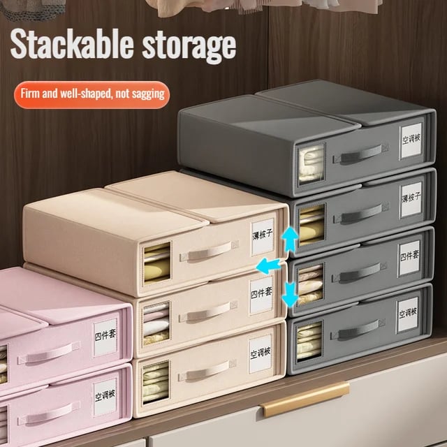 🔥2025 New Arrival 🔥Folding clothing storage box drawer organizer fourpiece bedding storage