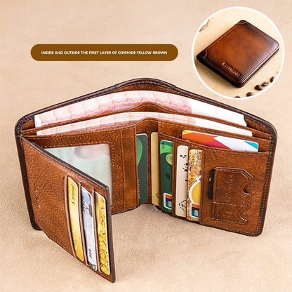 🎁Men's Essentials💰Multi-functional RFID Blocking Waterproof Durable Genuine Leather Wallet
