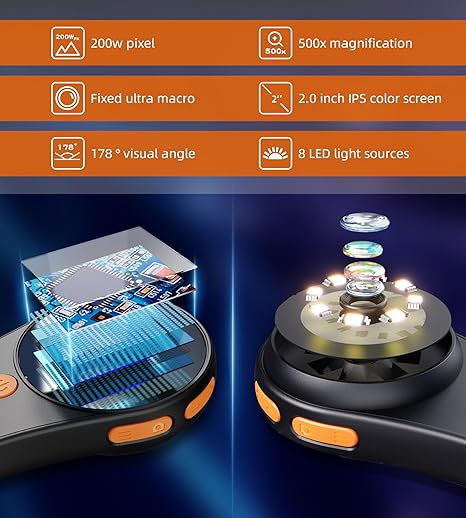 ✨LAST DAY ONLY 49% OFF🔥 Handheld Digital Microscope PortablePocket Microscope 2-nch Screen