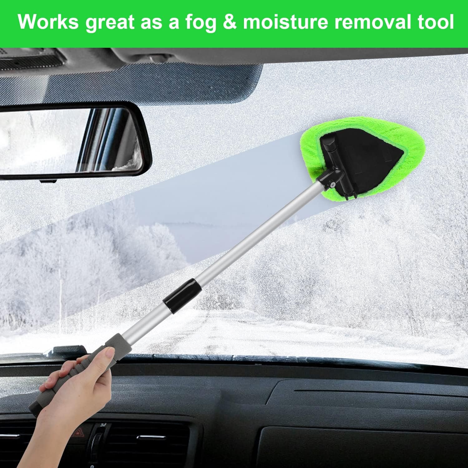 🔥🔥Microfiber Car Windshield Cleaning Tool with Extendable Handle