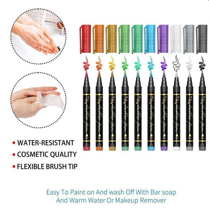 💥Temporary Tattoo Markers Set-10-Color Body Art Pens🌈