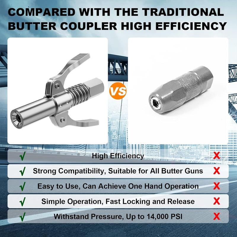 🔥2025 New Arrival🔥Leaking-proof Grease Tools Coupler, 12000PSI High Pressure Lubricating Oil Nozzle Accessory Compatible with 0.32 Cm Npt Lubricating Oil Nozzle