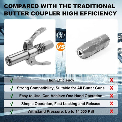 🔥2025 New Arrival🔥Leaking-proof Grease Tools Coupler, 12000PSI High Pressure Lubricating Oil Nozzle Accessory Compatible with 0.32 Cm Npt Lubricating Oil Nozzle