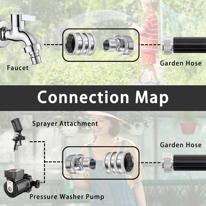 ⚡BUY 2 GET 1 FREE 💧Stainless Steel Garden Hose Quick Connect Fittings Set