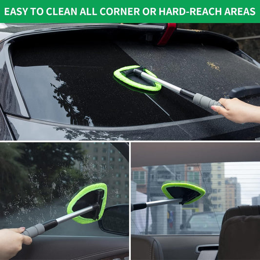 🔥🔥Microfiber Car Windshield Cleaning Tool with Extendable Handle