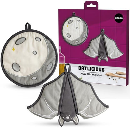 🦇 Batlicious Oven Mitt & Pot Holder Set