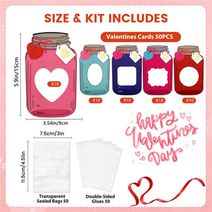🔥2025 New Arrival🔥 - 💖Mason Jar Happy Valentines Day Cards🍬