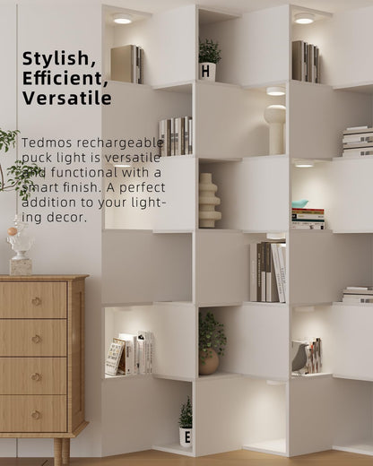 RGB Rechargeable Puck Lights with Remote, Colored 1600mAh Battery Operated Tap Lights Stick On LED Under Cabinet Light USB Magnetic Classroom Push Light Kitchen Counter Touch Light Press Button Light