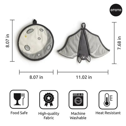 🦇 Batlicious Oven Mitt & Pot Holder Set