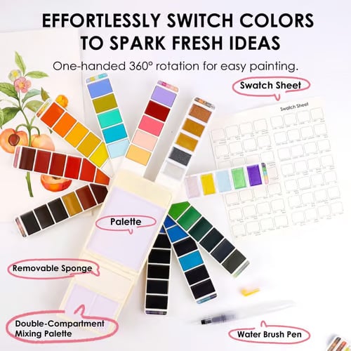 🔥LAST DAY 49% OFF - 👨‍🎨Foldable Watercolor Painting Set (🎨56 Colors)
