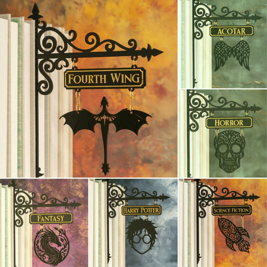 🔥LAST DAY 49% OFF-Handcrafted Bookshelf Dividers, Tavern Bookshelf Signs, Home Library Decor, Book Gift