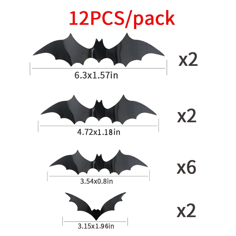 🦇Bats Wall Decor Stickers - Halloween Decoration Stickers for Home Decor (12 Pcs/ Pack)