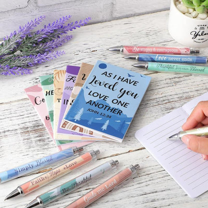 ✝️Christian Gifts Set: Motivational Pens & Bible Verse Notebooks – Inspire Your Faith Journey🌸