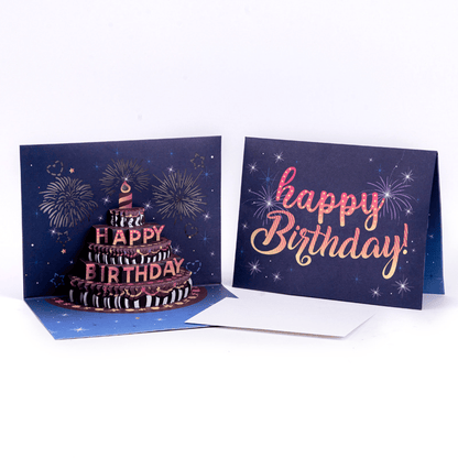 Fireworks Pop Up Cake Light and Music Happy Birthday Card Gift