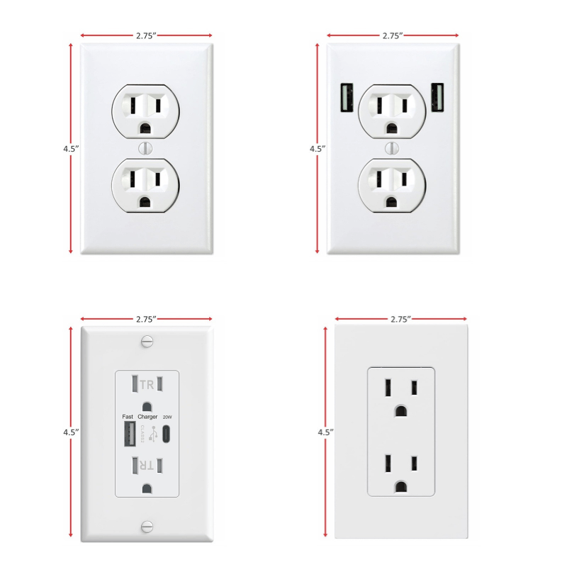 Fake power outlet prank wall decal – funny office gag sticker(1 set of 4 styles)