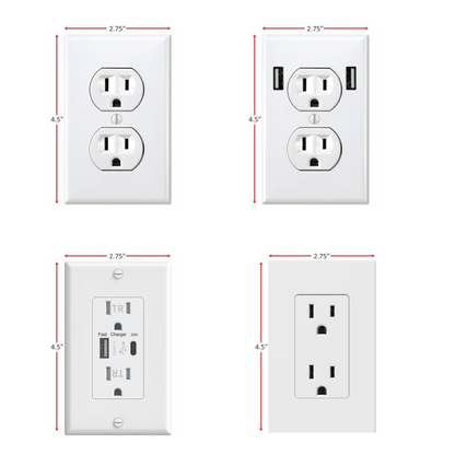 Fake power outlet prank wall decal – funny office gag sticker(1 set of 4 styles)