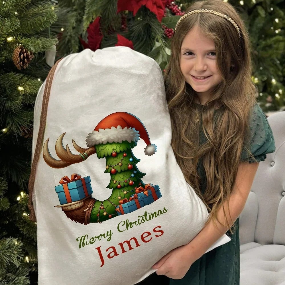 🎅 Personalized Name & Initial Christmas Gift Bag 🎄